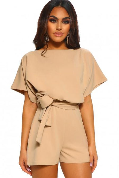 Short Sleeve Over The Top Belted Playsuit