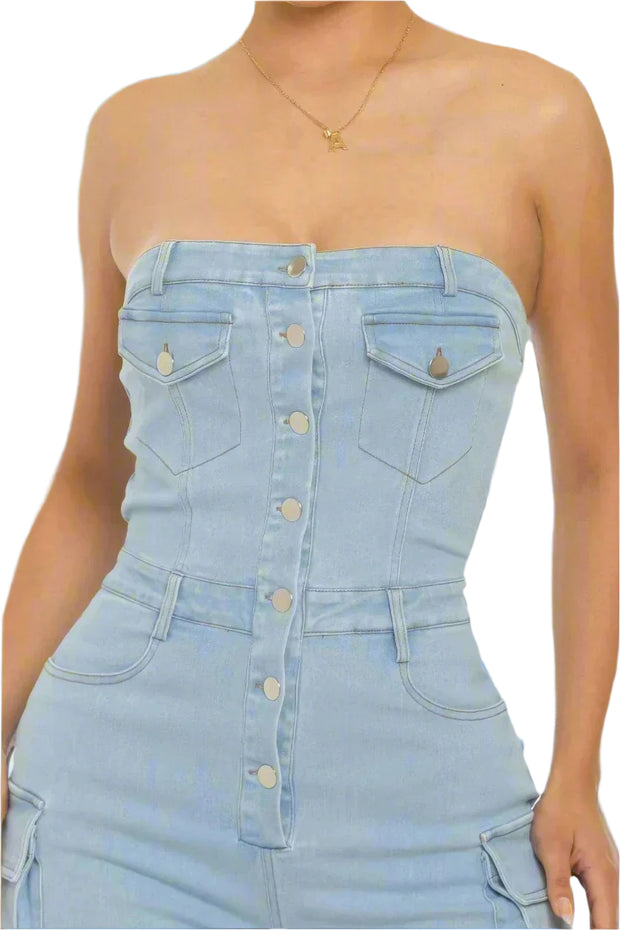 Stretch Denim Jumpsuit