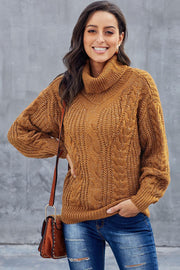 Yellow Chunky Turtleneck Winter Sweater