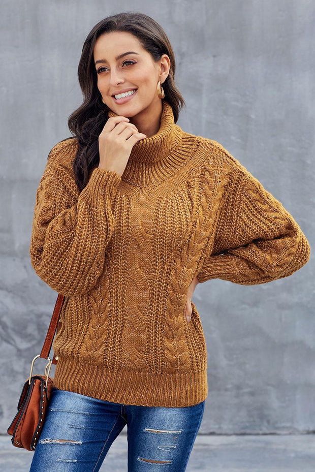 Yellow Chunky Turtleneck Winter Sweater