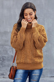 Yellow Chunky Turtleneck Winter Sweater